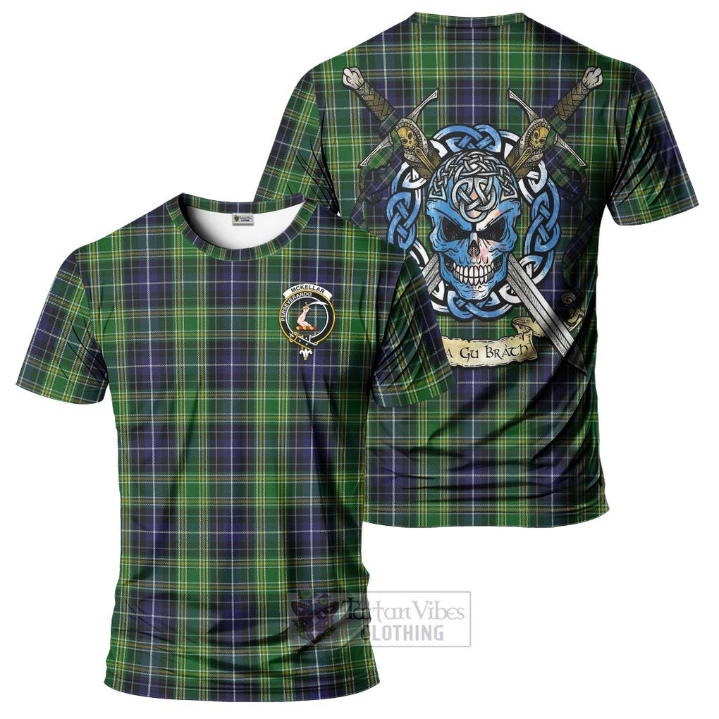 McKellar Tartan T-Shirt with Family Crest Celtic Skull Style Kid's Shirt - Tartan Vibes Clothing