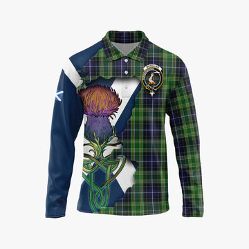 McKellar Tartan Family Crest Long Sleeve Polo Shirt Scottish Thistle Celtic Inspired Unisex - Tartan Vibes Clothing