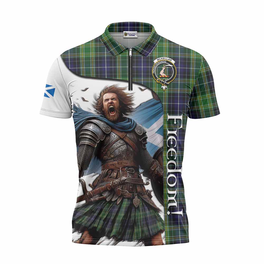 McKellar Crest Tartan Zipper Polo Shirt Inspired by the Freedom of Scottish Warrior Unisex - Tartan Vibes Clothing