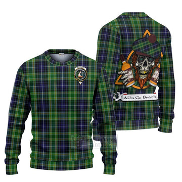 McKellar Tartan Ugly Sweater with Family Crest and Bearded Skull Holding Bottles of Whiskey Unisex - Tartan Vibes Clothing