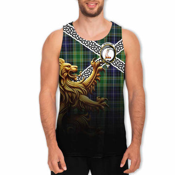 McKellar Crest Tartan Men's Tank Top with Golden Lion Emblem Celtic Style Men - Tartan Vibes Clothing