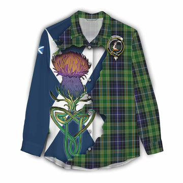 McKellar Tartan Family Crest Women's Casual Shirt Scottish Thistle Celtic Inspired Female - Tartan Vibes Clothing