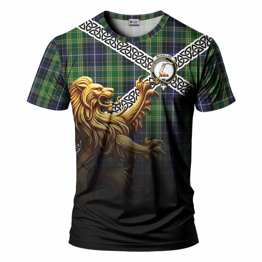 McKellar Crest Tartan T-Shirt with Golden Lion Emblem Celtic Style Kid's Shirt - Tartan Vibes Clothing