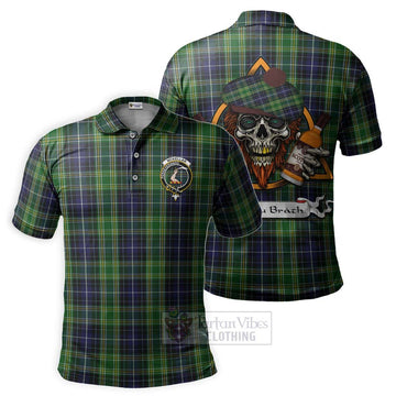 McKellar Tartan Polo Shirt with Family Crest and Bearded Skull Holding Bottles of Whiskey Kid - Tartan Vibes Clothing
