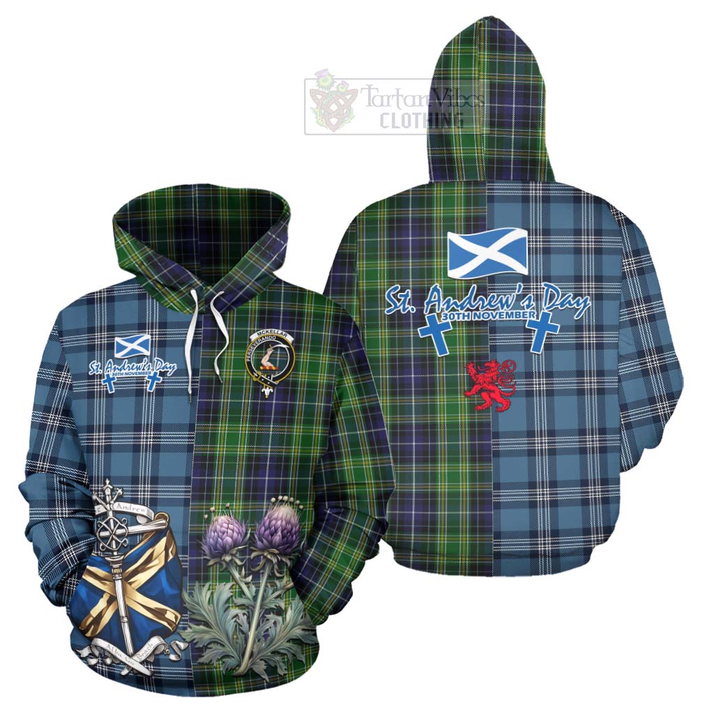 McKellar Tartan Hoodie Happy St. Andrew's Day Half Tartan Style Zip Hoodie - Tartan Vibes Clothing