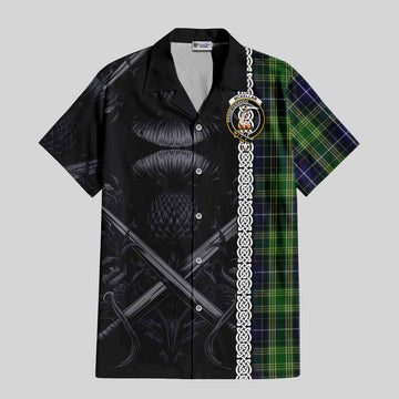 McKellar Tartan Hawaiian Shirt with Family Crest Cross Sword Thistle Celtic Vibes Kid - Tartan Vibes Clothing