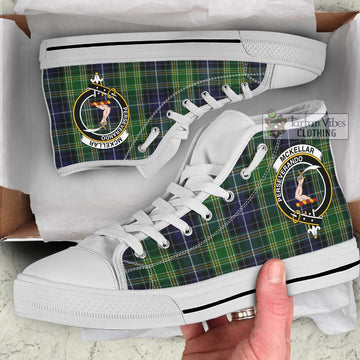 McKellar Tartan High Top Shoes with Family Crest Kid High Top - White Sole - Tartan Vibes Clothing