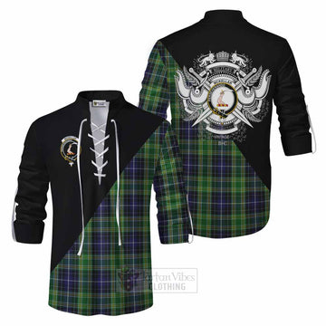 McKellar Tartan Ghillie Kilt Shirt with Family Crest and Military Logo Style Men - Tartan Vibes Clothing