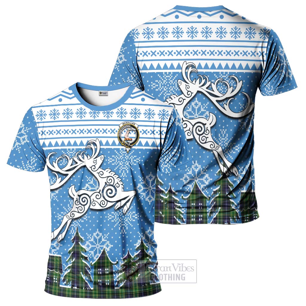 McKellar Clan Christmas T-Shirt Celtic Reindeer Style - Tartan Vibes Clothing