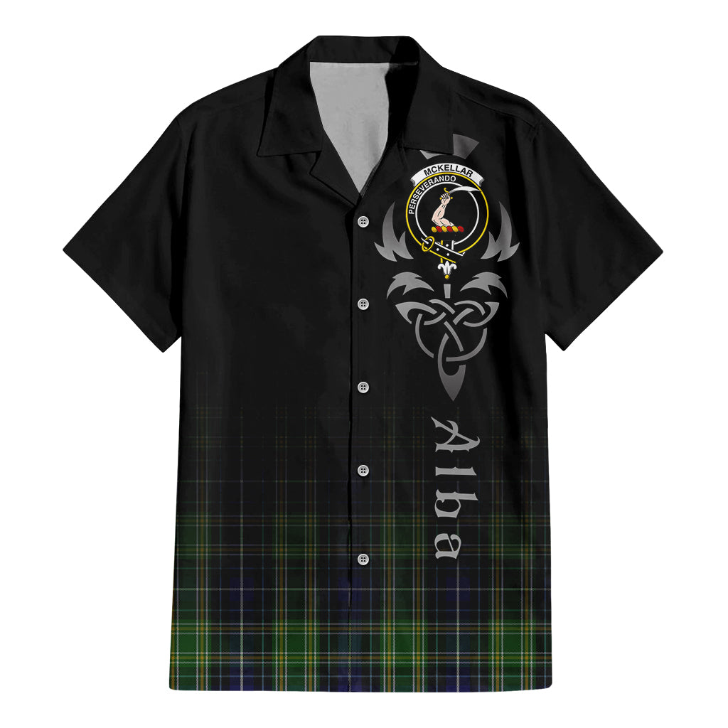 Tartan Vibes Clothing McKellar Tartan Short Sleeve Button Up Featuring Alba Gu Brath Family Crest Celtic Inspired