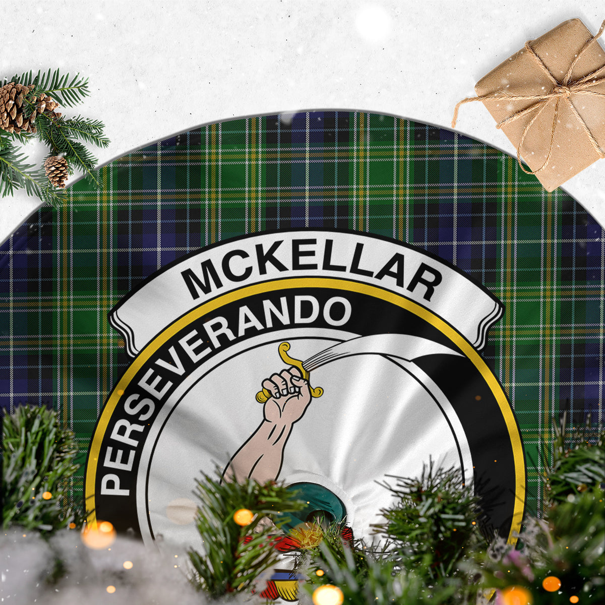 McKellar Tartan Christmas Tree Skirt with Family Crest - Tartan Vibes Clothing