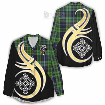 McKellar Tartan Women's Casual Shirt with Family Crest and Celtic Symbol Style - Tartan Vibes Clothing