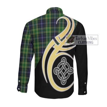 McKellar Tartan Long Sleeve Button Shirt with Family Crest and Celtic Symbol Style Men's Shirt - Tartan Vibes Clothing