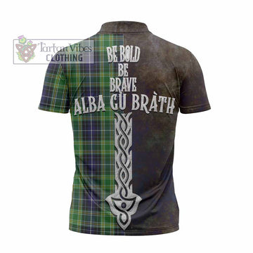 McKellar Tartan Family Crest Zipper Polo Shirt Alba Gu Brath Be Brave Lion Ancient Style