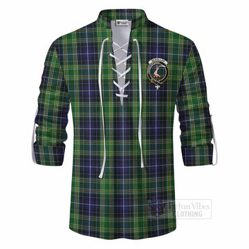 McKellar Tartan Ghillie Kilt Shirt with Family Crest DNA In Me Style - Tartan Vibes Clothing