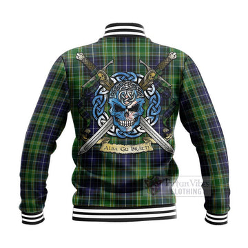 McKellar Tartan Baseball Jacket with Family Crest Celtic Skull Style - Tartan Vibes Clothing