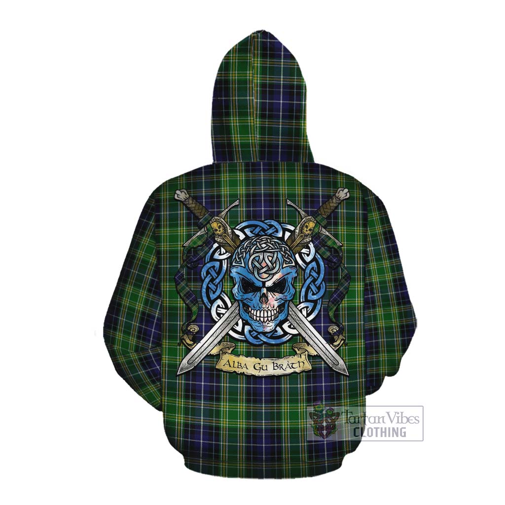 McKellar Tartan Cotton Hoodie with Family Crest Celtic Skull Style Pullover Hoodie - Tartan Vibes Clothing