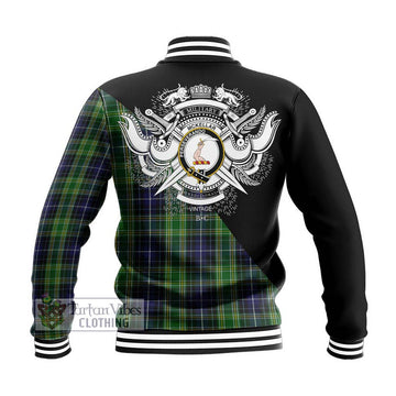 McKellar Tartan Baseball Jacket with Family Crest and Military Logo Style - Tartan Vibes Clothing