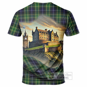McKellar Tartan Family Crest T-Shirt with Scottish Ancient Castle Style - Tartan Vibes Clothing