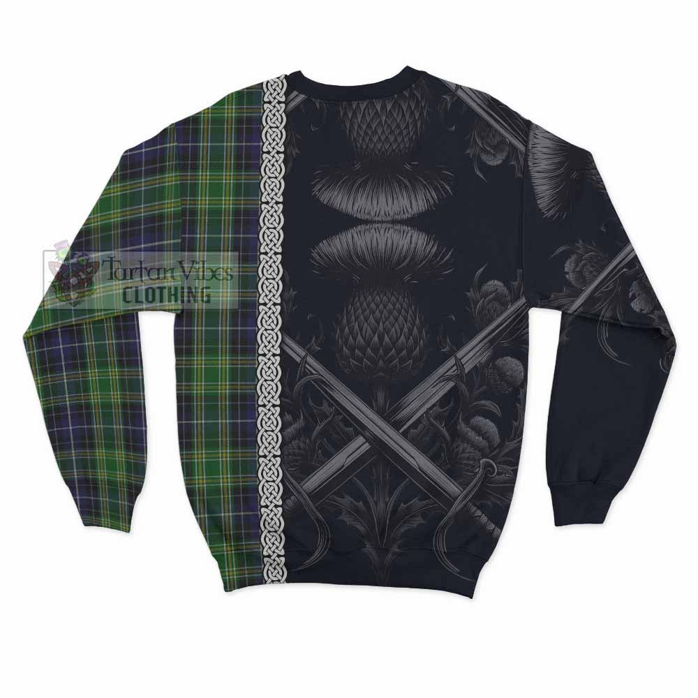McKellar Tartan Sweatshirt with Family Crest Cross Sword Thistle Celtic Vibes - Tartan Vibes Clothing