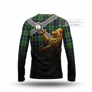McKellar Crest Tartan Long Sleeve T-Shirt with Golden Lion Emblem Celtic Style - Tartan Vibes Clothing