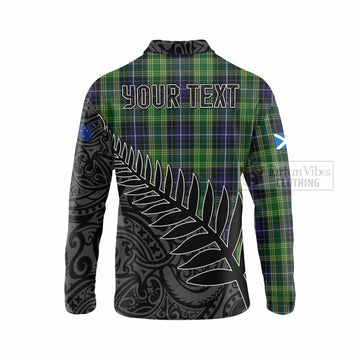 McKellar Crest Tartan Long Sleeve Polo Shirt with New Zealand Silver Fern Half Style - Tartan Vibes Clothing