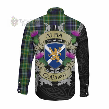 McKellar Tartan Family Crest Long Sleeve Button Shirt Lion Rampant Royal Thistle Shield Celtic Inspired