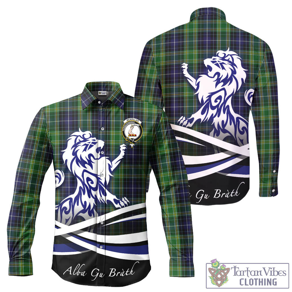 McKellar Tartan Long Sleeve Button Up Shirt with Alba Gu Brath Regal Lion Emblem - Tartan Vibes Clothing