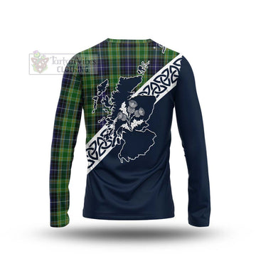 McKellar Tartan Long Sleeve T-Shirt Featuring Thistle and Scotland Map - Tartan Vibes Clothing