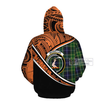 McKellar Crest Tartan Cotton Hoodie with Polynesian Vibes Style - Orange Version