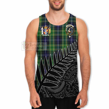 McKellar Crest Tartan Men's Tank Top with New Zealand Silver Fern Half Style - Tartan Vibes Clothing