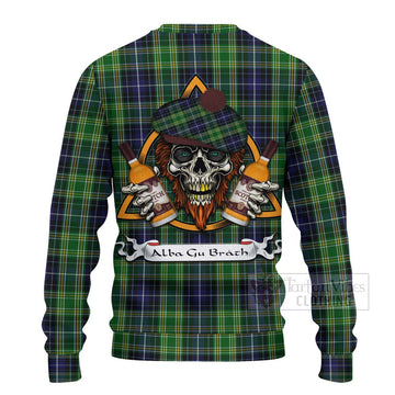 McKellar Tartan Ugly Sweater with Family Crest and Bearded Skull Holding Bottles of Whiskey - Tartan Vibes Clothing