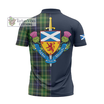 McKellar Tartan Zipper Polo Shirt Alba with Scottish Lion Royal Arm Half Style - Tartan Vibes Clothing