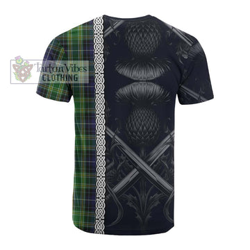 McKellar Tartan Cotton T-shirt with Family Crest Cross Sword Thistle Celtic Vibes - Tartan Vibes Clothing