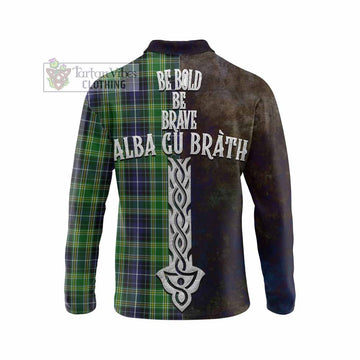 McKellar Tartan Family Crest Long Sleeve Polo Shirt Alba Gu Brath Be Brave Lion Ancient Style - Tartan Vibes Clothing