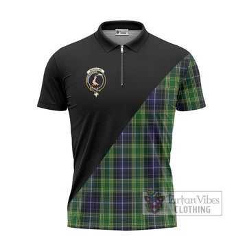 McKellar Tartan Zipper Polo Shirt with Family Crest and Military Logo Style - Tartan Vibes Clothing