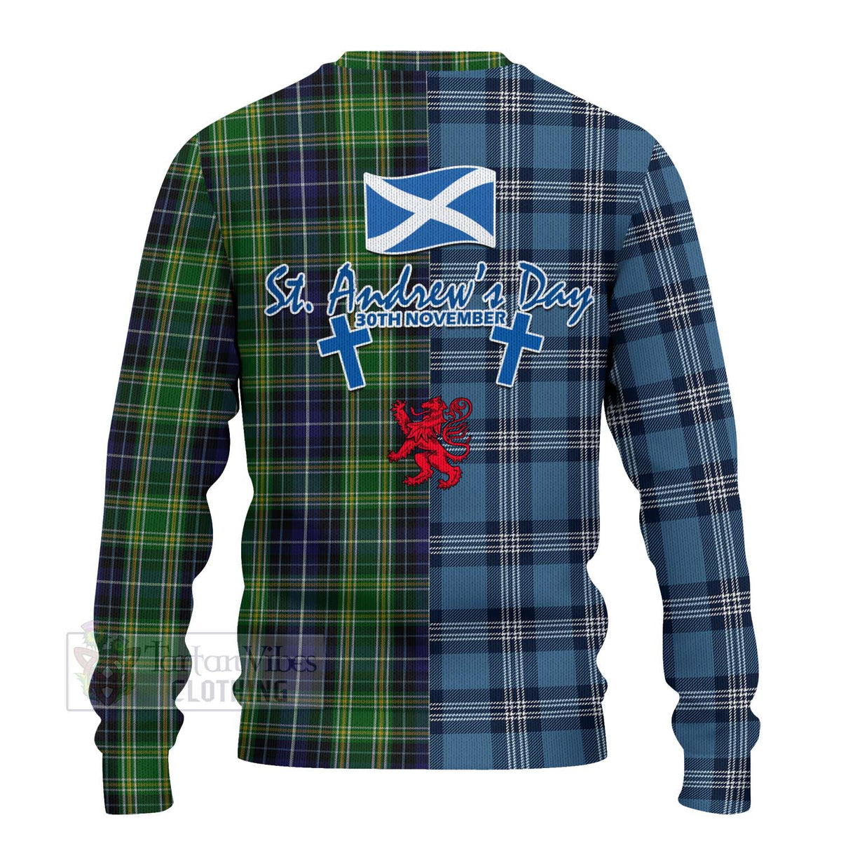 McKellar Tartan Knitted Sweater Happy St. Andrew's Day Half Tartan Style - Tartan Vibes Clothing