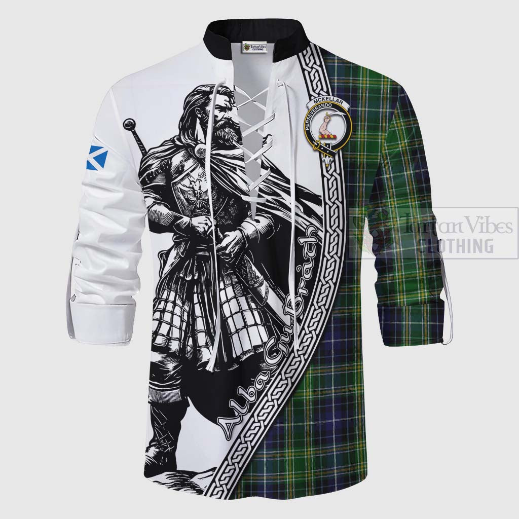 McKellar Tartan Clan Crest Ghillie Kilt Shirt with Highlander Warrior Celtic Style - Tartan Vibes Clothing