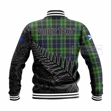 McKellar Crest Tartan Baseball Jacket with New Zealand Silver Fern Half Style - Tartan Vibes Clothing