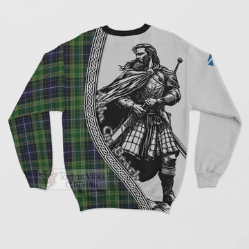 McKellar Tartan Clan Crest Sweatshirt with Highlander Warrior Celtic Style - Tartan Vibes Clothing
