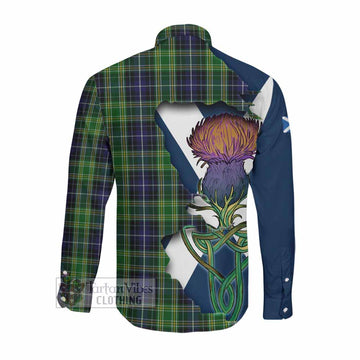 McKellar Tartan Family Crest Long Sleeve Button Shirt Scottish Thistle Celtic Inspired Men's Shirt - Tartan Vibes Clothing