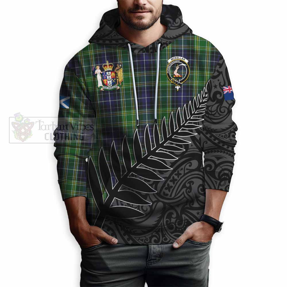 Tartan Vibes Clothing McKellar Crest Tartan Hoodie with New Zealand Silver Fern Half Style