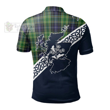 McKellar Tartan Polo Shirt Featuring Thistle and Scotland Map - Tartanvibesclothing Store