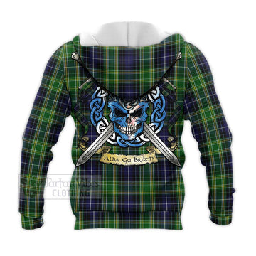 McKellar Tartan Knitted Hoodie with Family Crest Celtic Skull Style - Tartan Vibes Clothing