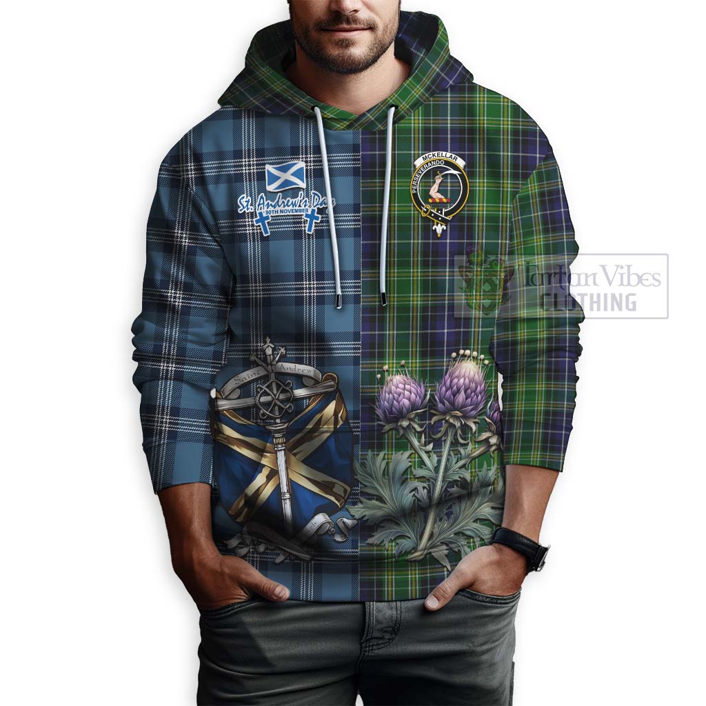 McKellar Tartan Hoodie Happy St. Andrew's Day Half Tartan Style - Tartan Vibes Clothing