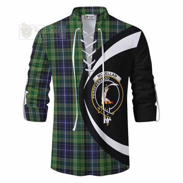 McKellar Tartan Ghillie Kilt Shirt with Family Crest Circle Style - Tartan Vibes Clothing