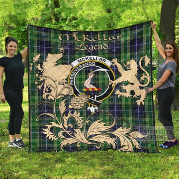 McKellar Tartan Quilt with Family Crest and Scottish Symbol Style - Tartan Vibes Clothing