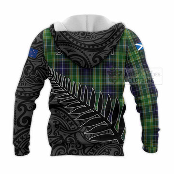 McKellar Crest Tartan Knitted Hoodie with New Zealand Silver Fern Half Style - Tartan Vibes Clothing