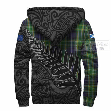 McKellar Crest Tartan Sherpa Hoodie with New Zealand Silver Fern Half Style - Tartan Vibes Clothing