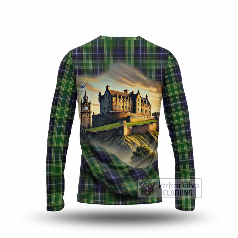 McKellar Tartan Family Crest Long Sleeve T-Shirt with Scottish Ancient Castle Style - Tartan Vibes Clothing